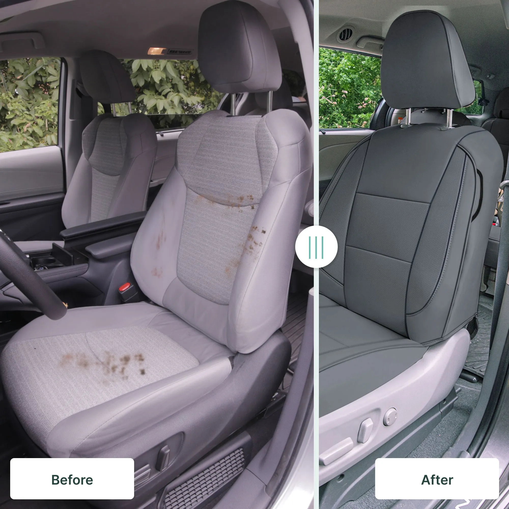 Toyota Sienna 2011 - 2020 - Front Set Seat Covers - Solid Gray Faux Leather