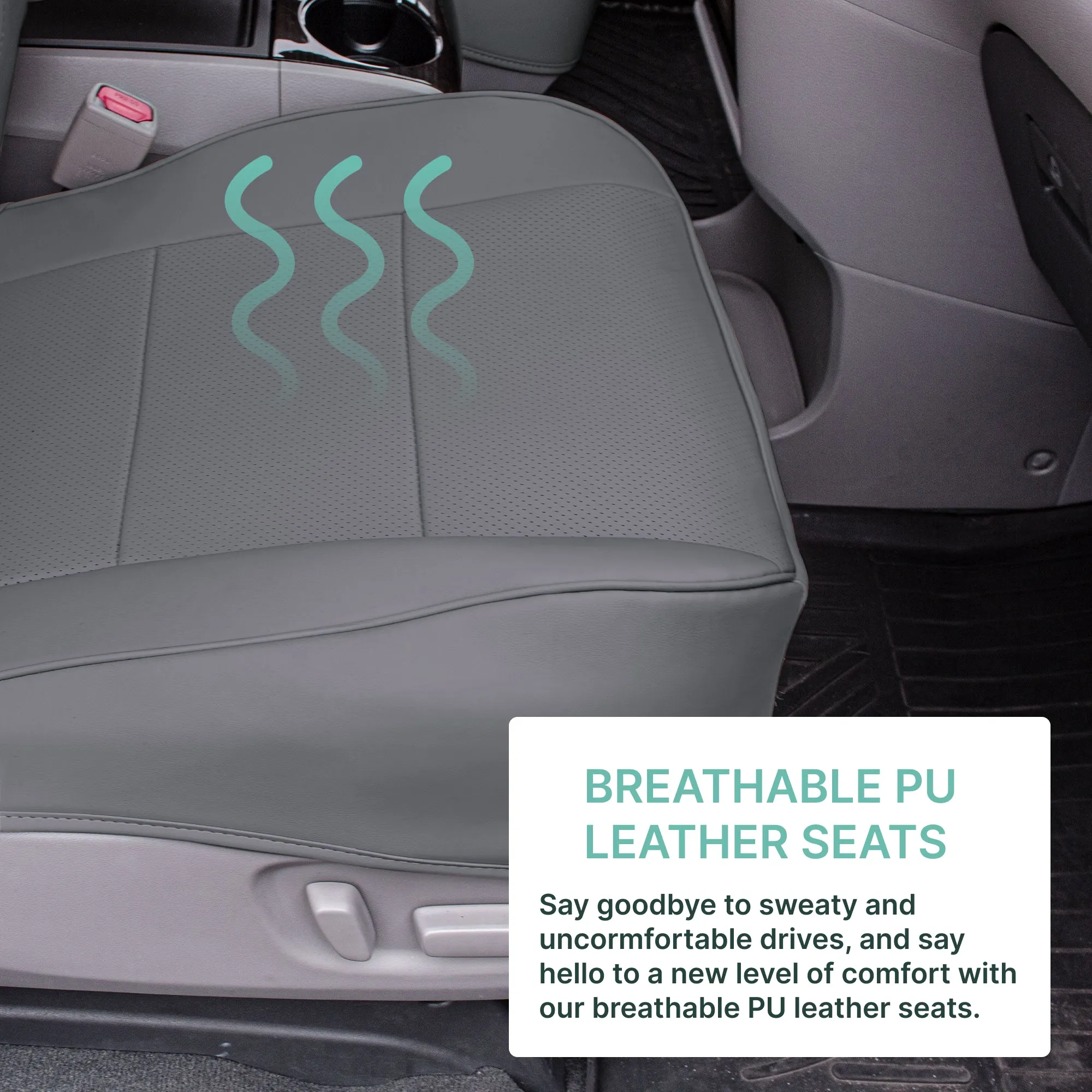Toyota Sienna 2011 - 2020 - Front Set Seat Covers - Solid Gray Faux Leather