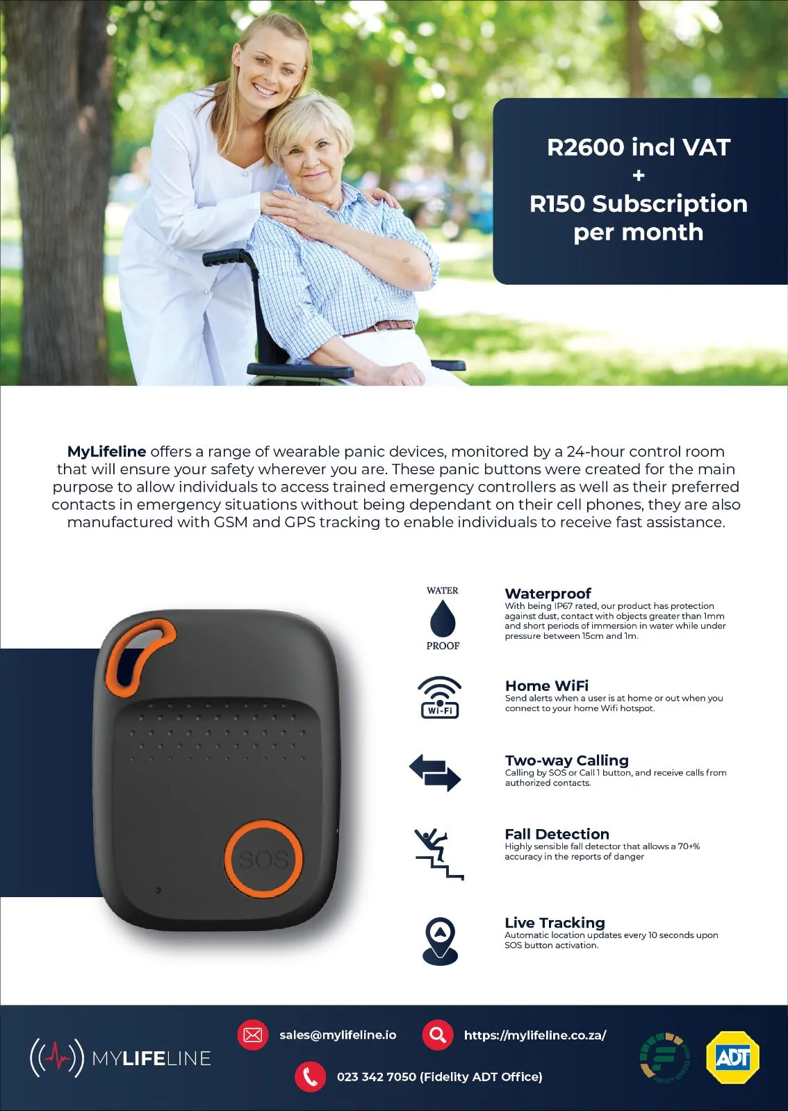 Wearable Emergency Button EV04-4G Panic Button Pendant (4G)