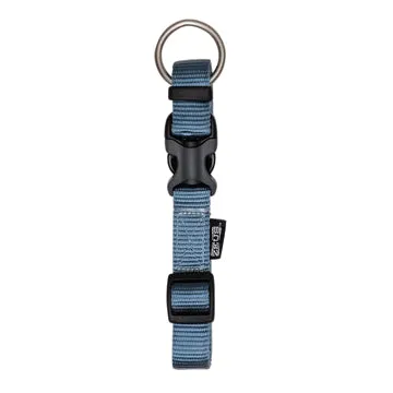 Zeus Adjustable Nylon Dog Collar - Denim Blue - Large - 2 cm x 36 cm-55 cm (3-4in x 14in-22in)